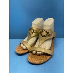 Impo Gwyneth Gold Cork Wedge Sandals Metallic Gold Cork Footbed 8.5 M